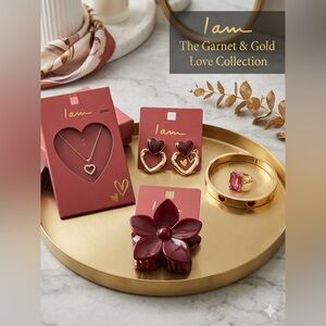 ✨ NEW I Am... Gold & Garnet Heart Jewelry Bundle - 5-Piece Gift Set 💍 ✨